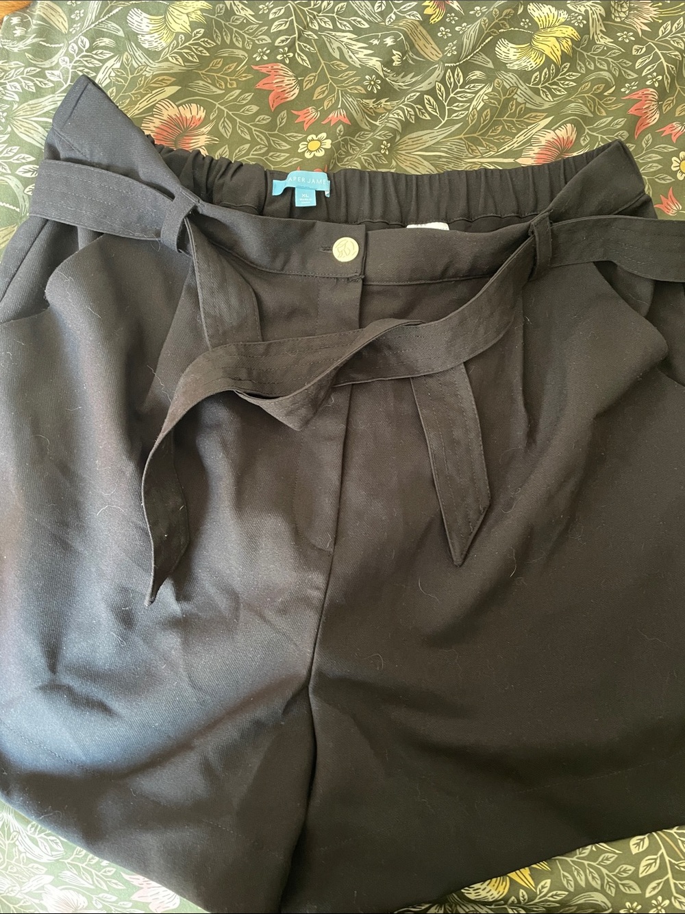 Black belted Waist Tie Shorts